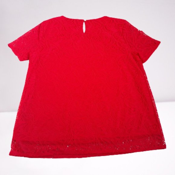 LIZ CLAIBORNE Women's Blouse Sz. PM Red Lace - Picture 2 of 4